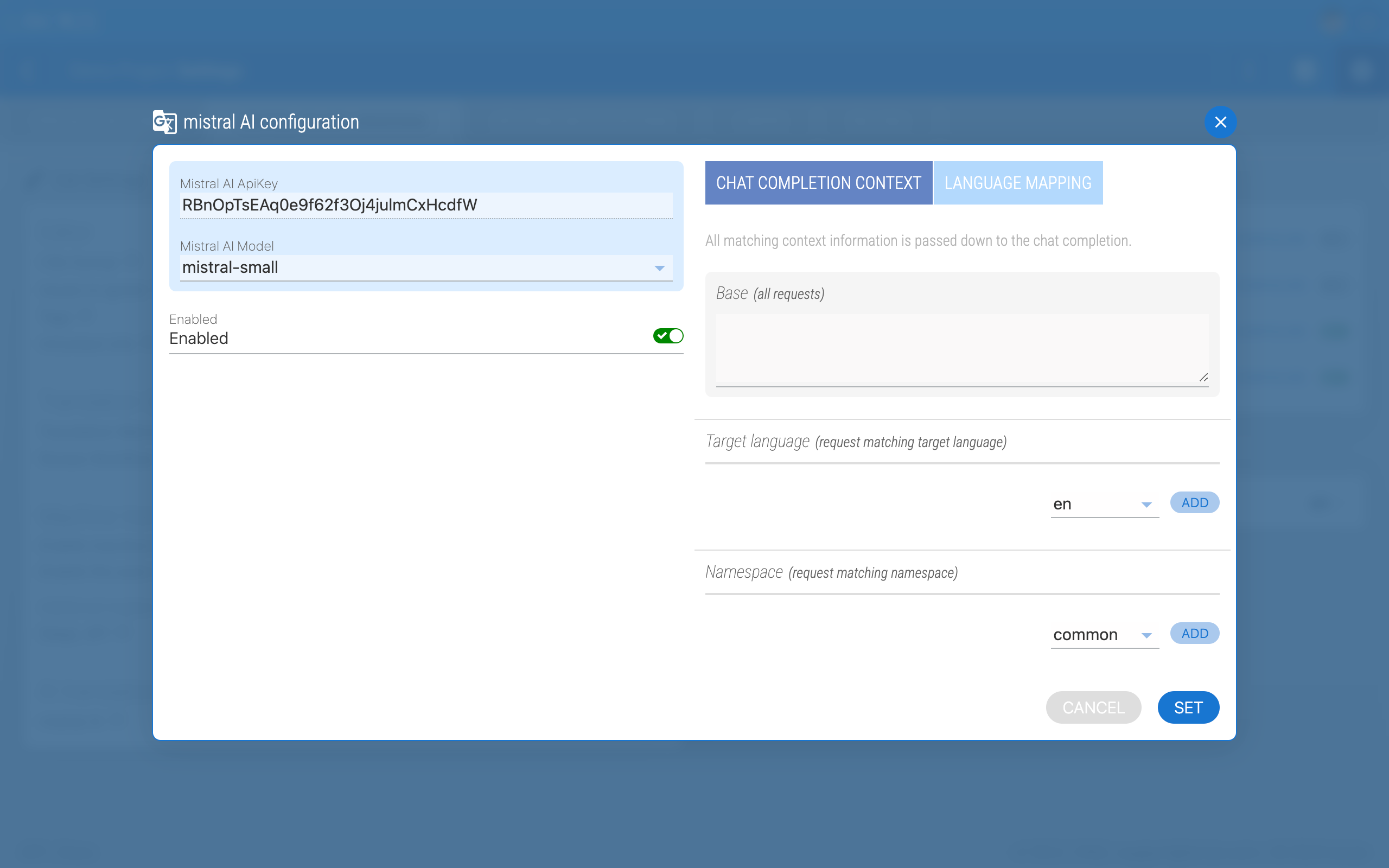 Click to view larger Add your AI provider API key in Locize