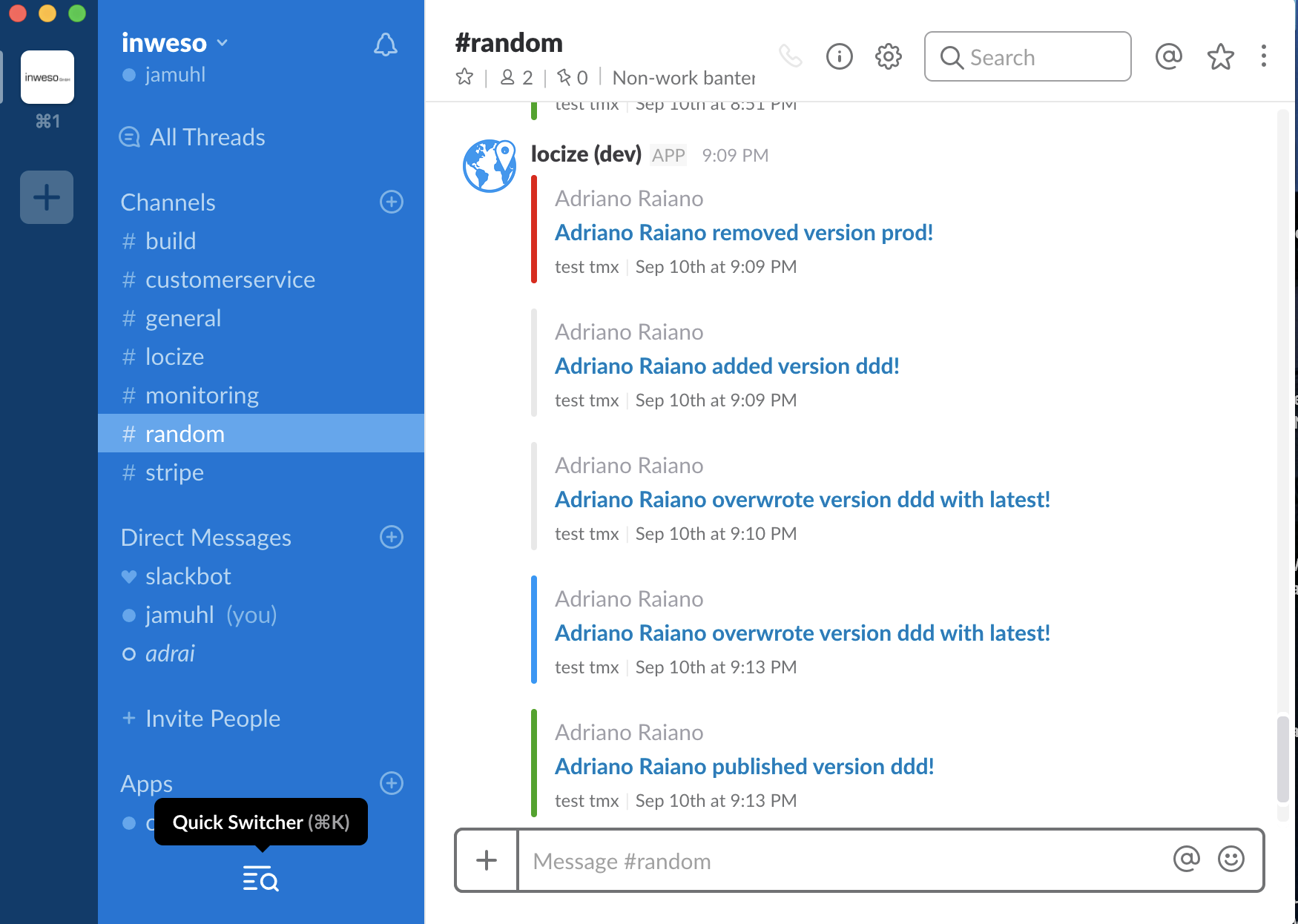 Click to view larger Locize notification